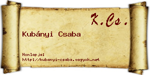 Kubányi Csaba névjegykártya