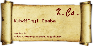 Kubányi Csaba névjegykártya