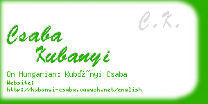 csaba kubanyi business card